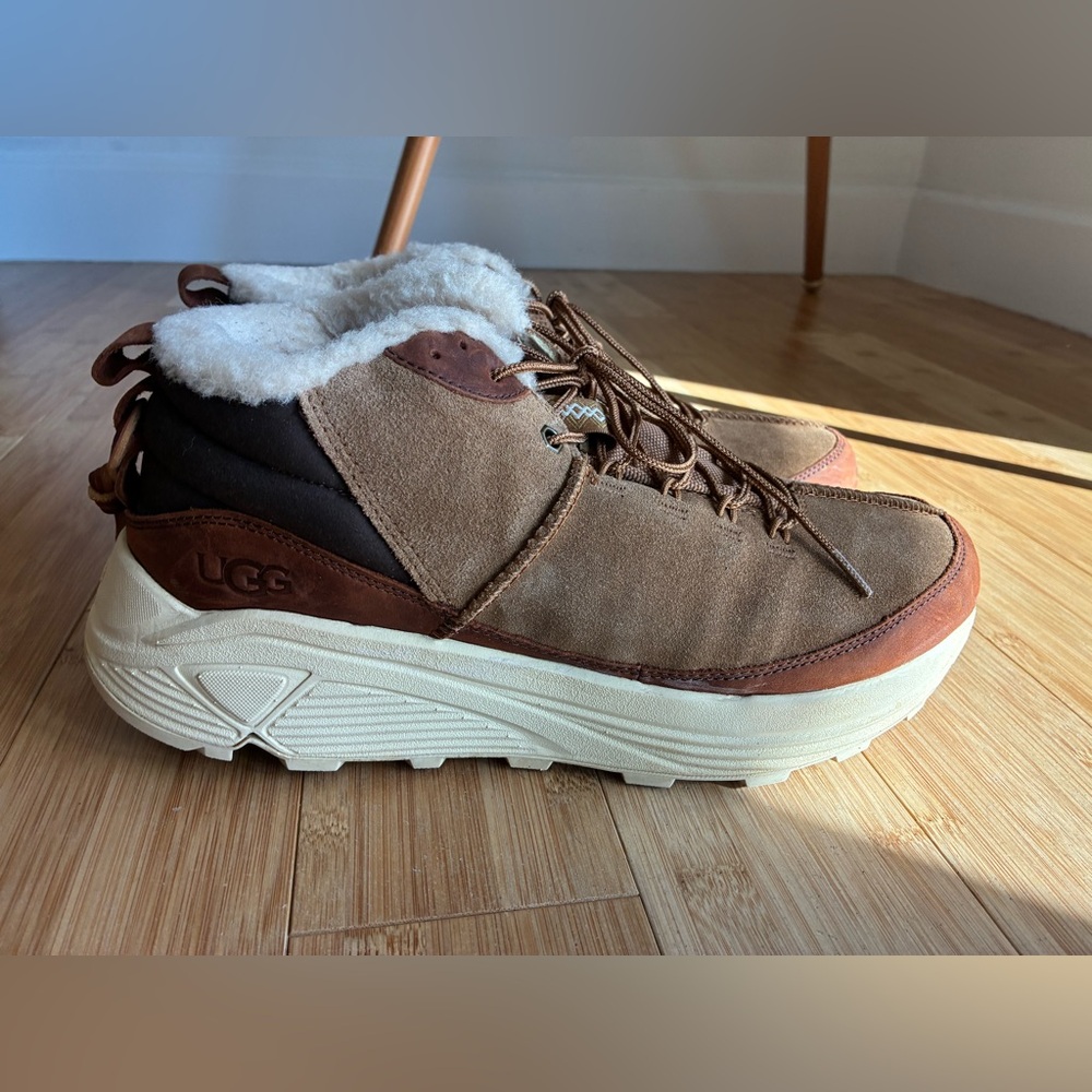 UGG Tan and Cream Suede Boots Miwo Trainer High
